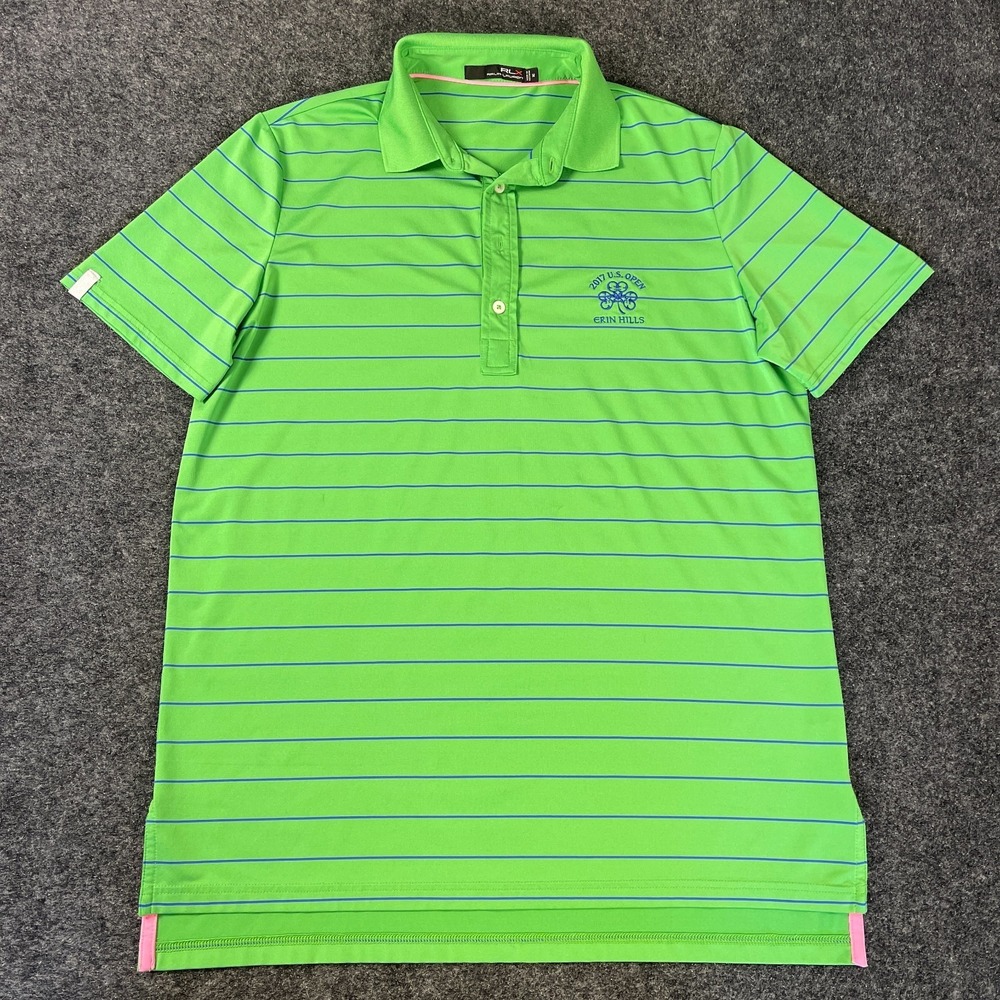 RLX Ralph Lauren Mens Polo Golf Shirt Medium 2017 US Open Erin Hills Striped